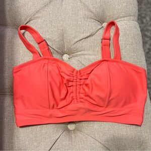 Cupshe Coral Ruched Bikini Top with Adjustable Straps